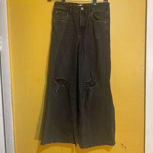 Zara Kids Black Wide-Leg Jeans